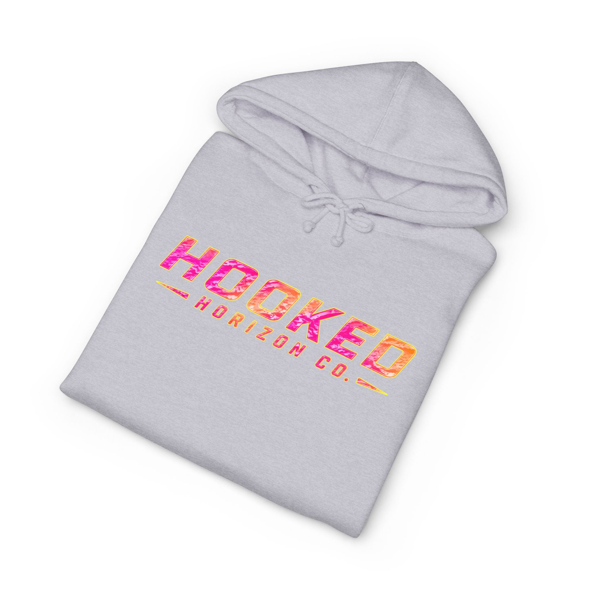 Hot Pink & Peach Hooked Horizon Co. — Fishing Back Graphic Hoodie, Multiple Color Variations