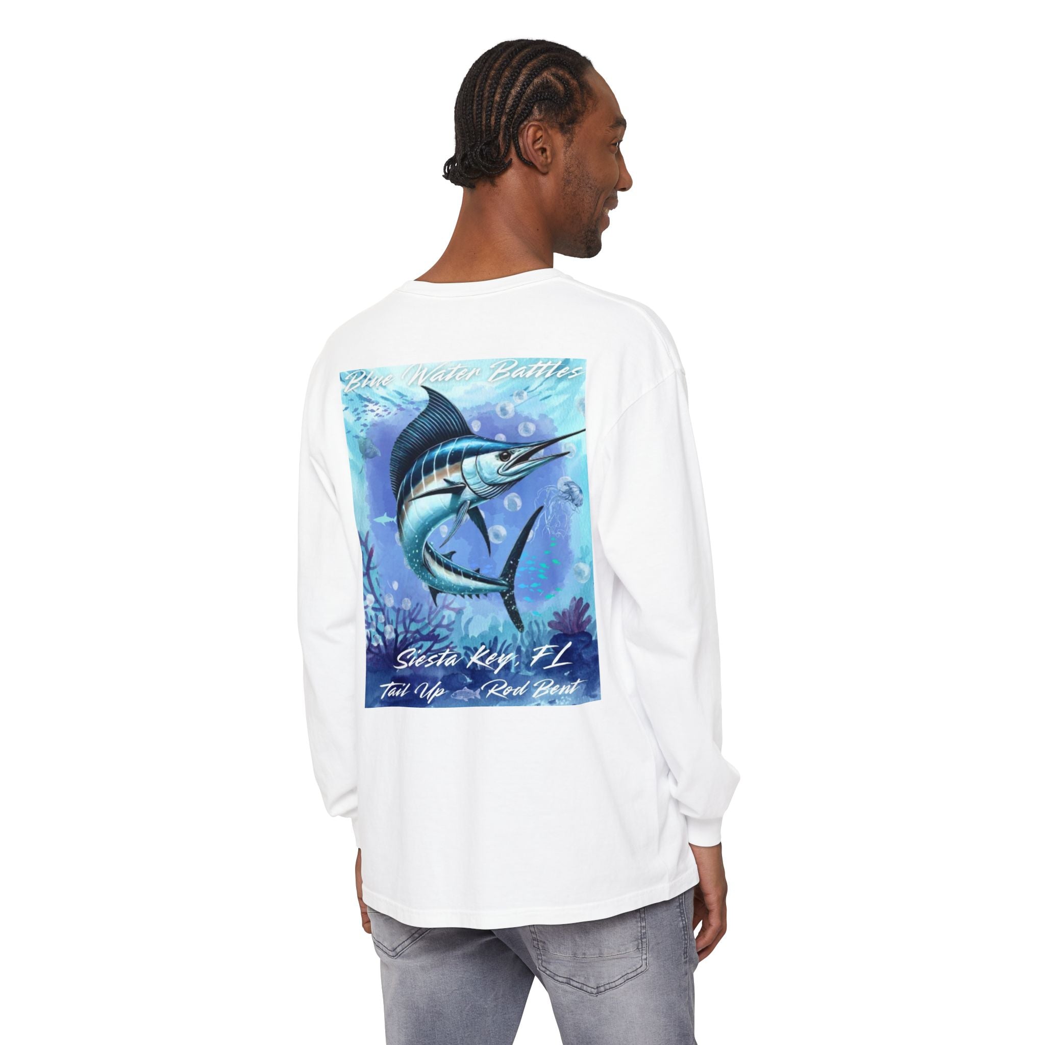 Marlin Fishing Long Sleeve T-Shirt, Ocean Adventure Apparel, Boat Trip Shirt, Coastal Style, Gift for Fishermen