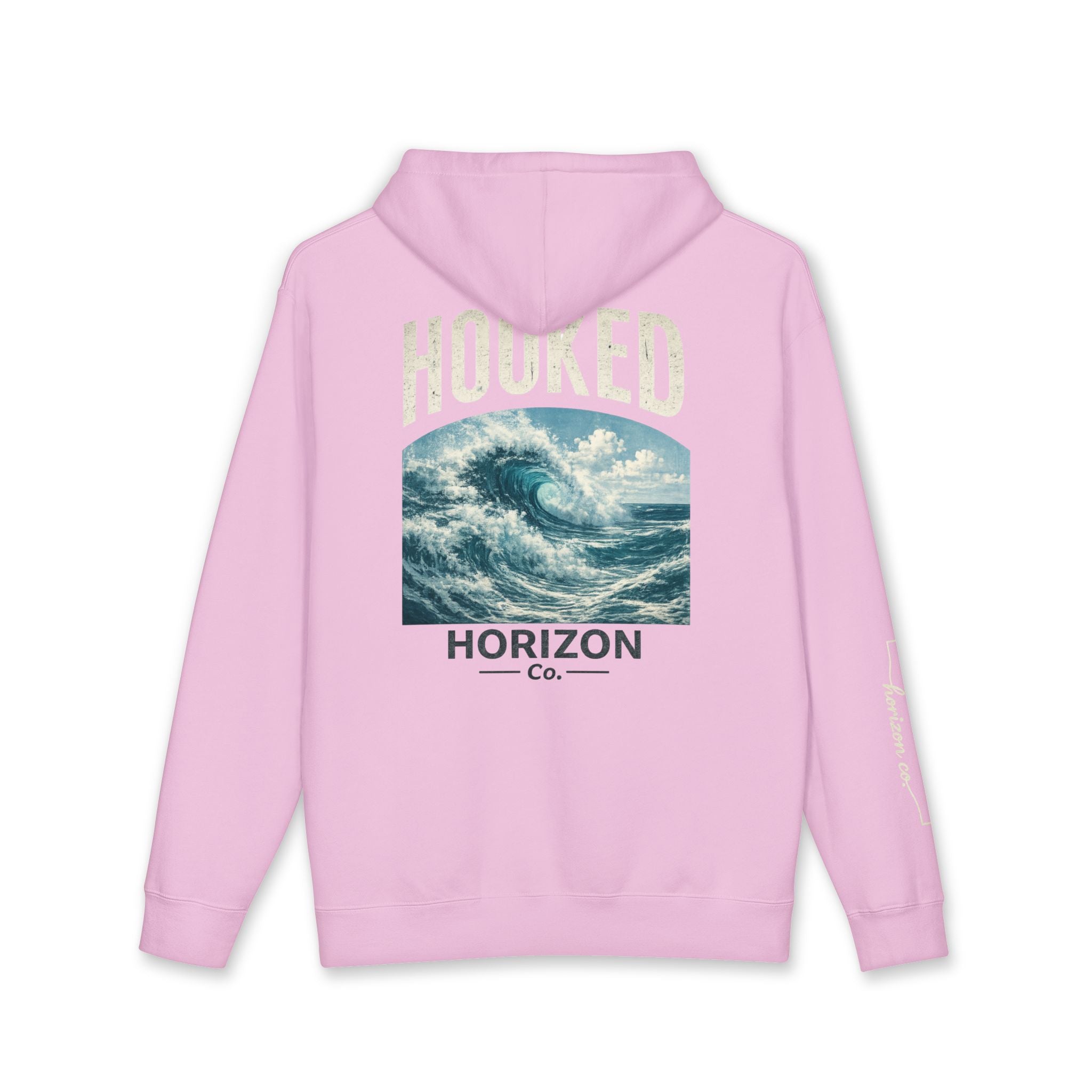 Wave Hoodie Hooked Horizon Co. — Minimal Fishing Back Graphic Hoodie, Multiple Color Variations