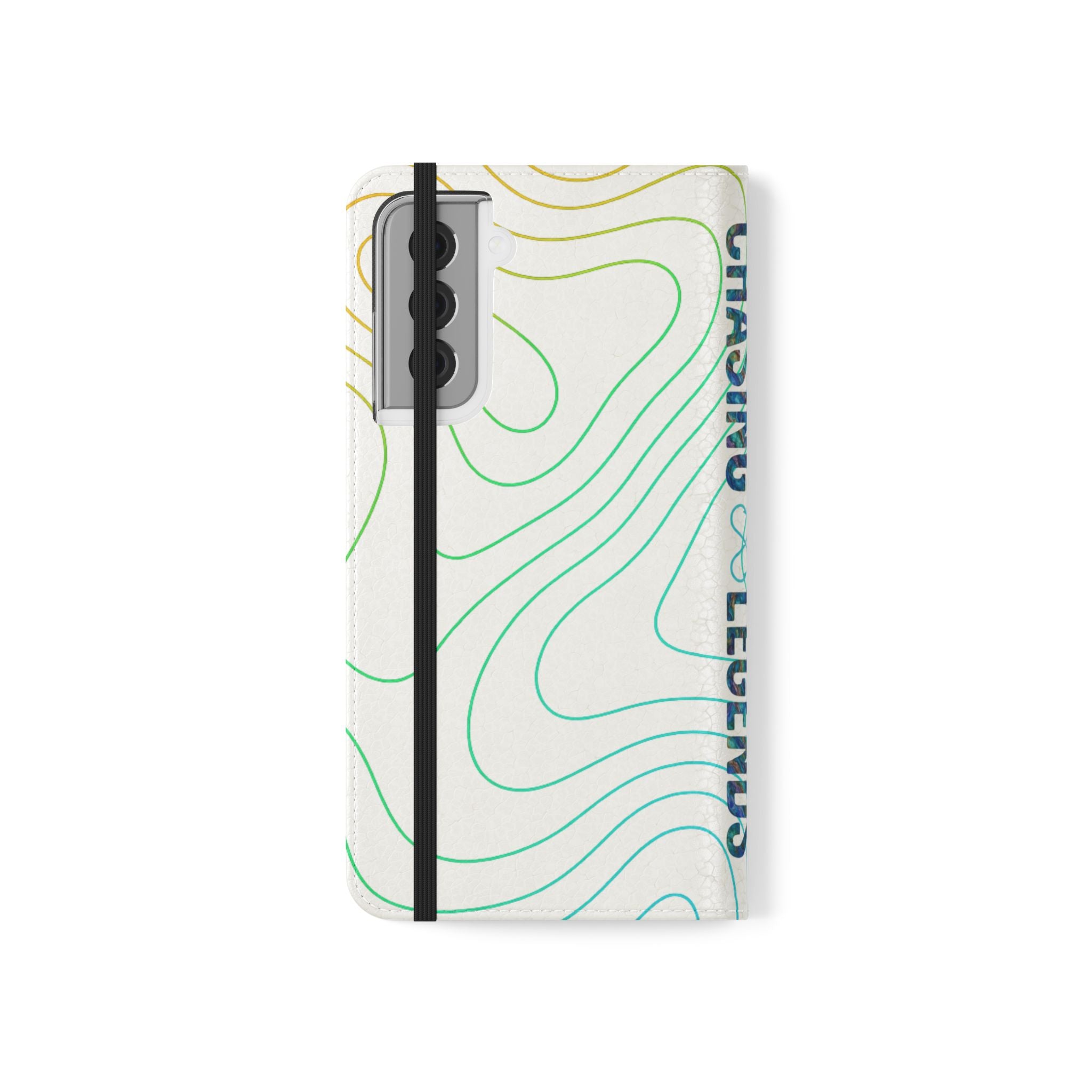 Ocean Topography Waves Flip Phone Case — Turquoise Water Pattern Wallet Cover