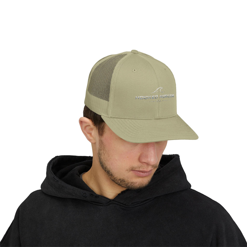 Wave Hooked Horizon Trucker Cap — Embroidered Fishing Snapback