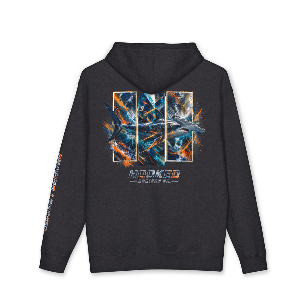 Hammer Head Hoodie Hooked Horizon Co. — Fishing Back Graphic Hoodie, Multiple Color Variations