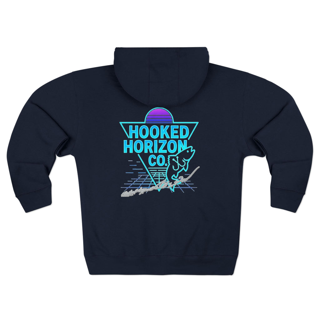 Marathon Key Neon Deep Drift Coral & Turtle Hooked Horizon Co. Unisex Zip Hoodie for Ocean Lovers, Nautical Fashion, Cool Weather Gear, Everyday Comfort, Perfect Gift