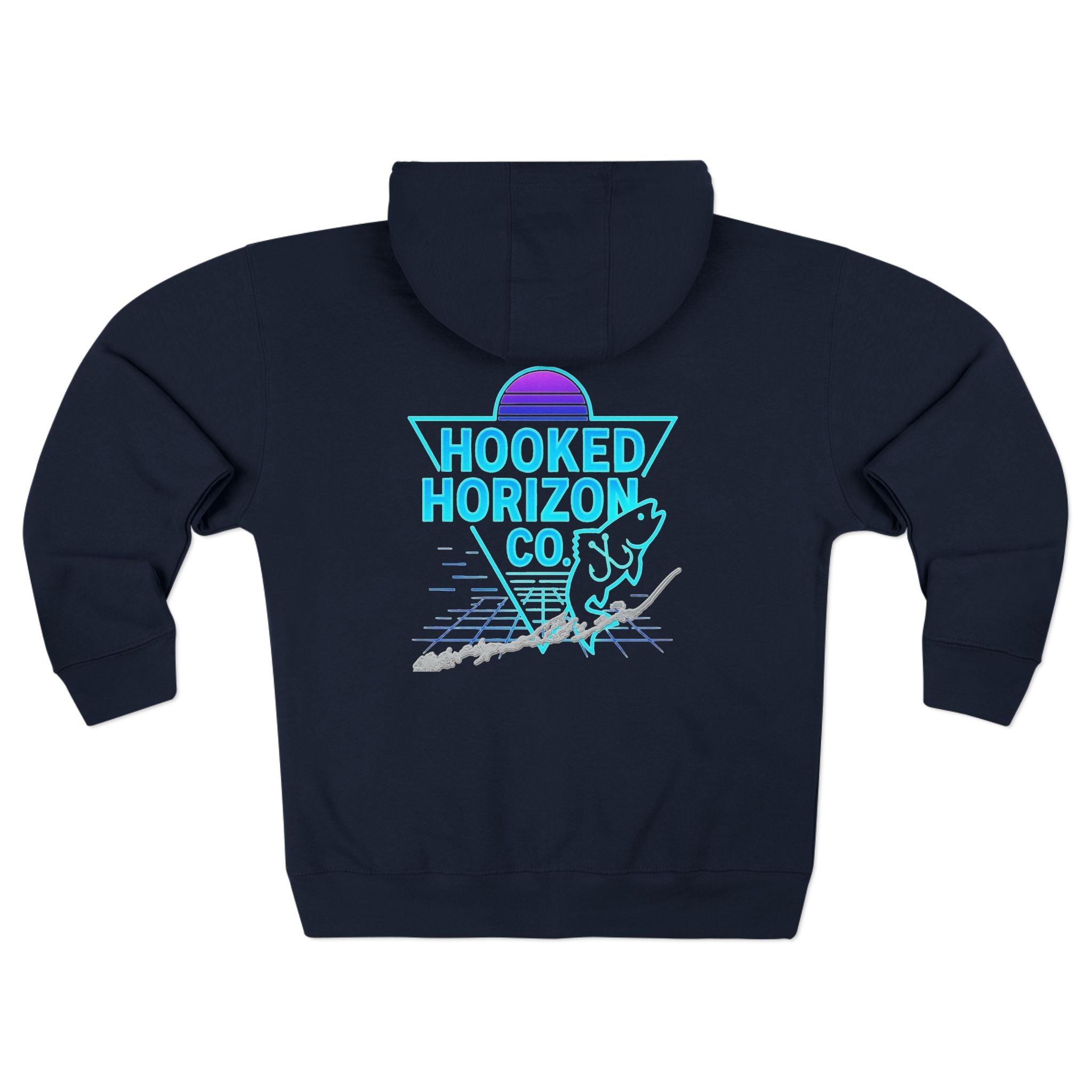 Marathon Key Neon Deep Drift Coral & Turtle Hooked Horizon Co. Unisex Zip Hoodie for Ocean Lovers, Nautical Fashion, Cool Weather Gear, Everyday Comfort, Perfect Gift