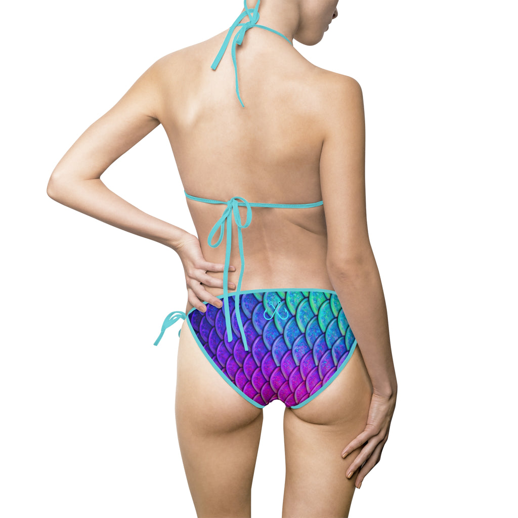 Parrot Fish Scale Inspired Bikini –  Hooked Horizon Co. Swimsuit, Summer Beachwear, Swimwear for Vacations, Pool Parties, Tropical Getaways, Custom Strap Colors – Multiple Variations
