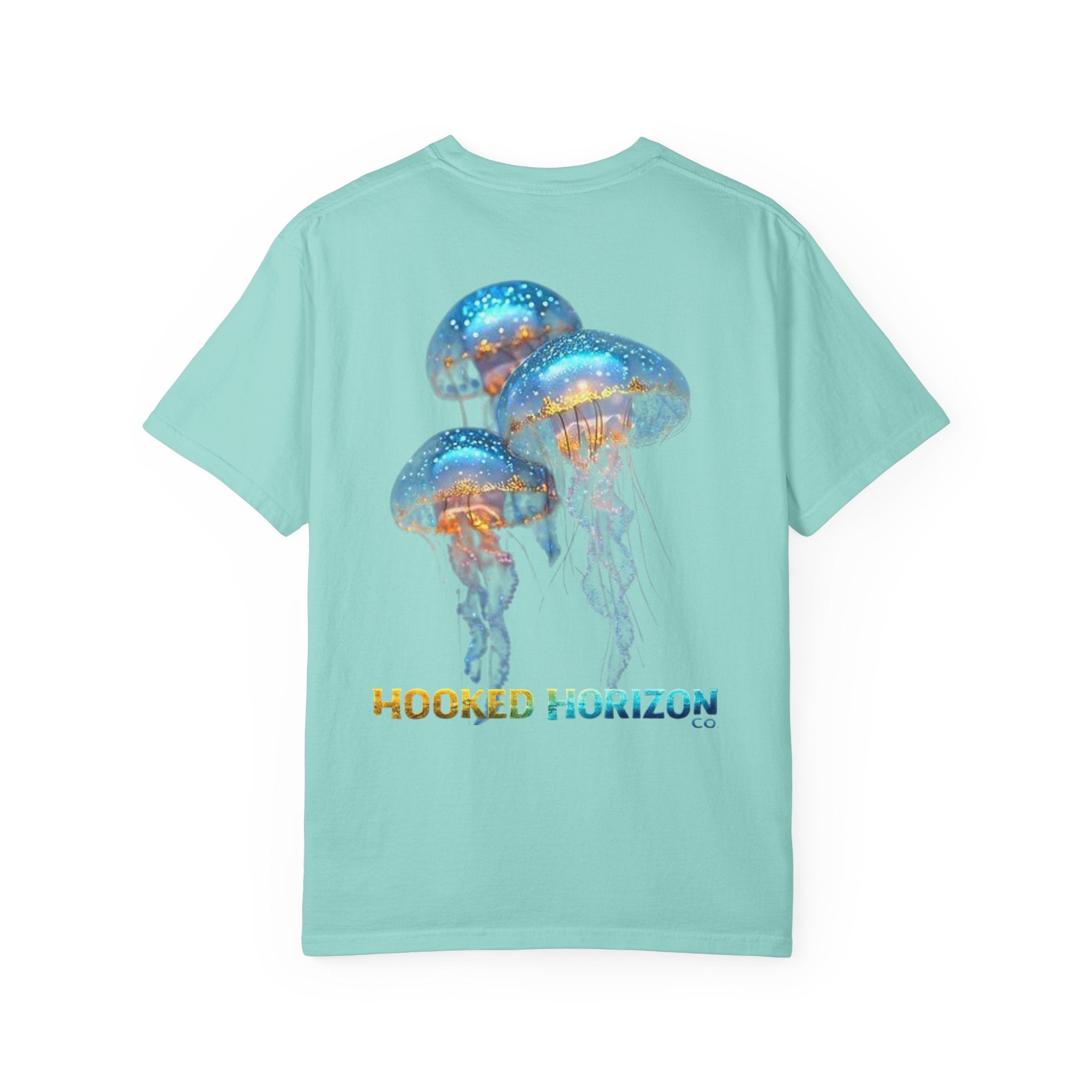 Jelly Fish Hooked Horizon Co. — Deep Drift Fishing Graphicishing Tee for Angler Lovers, Shark Lovers, Ocean Tee