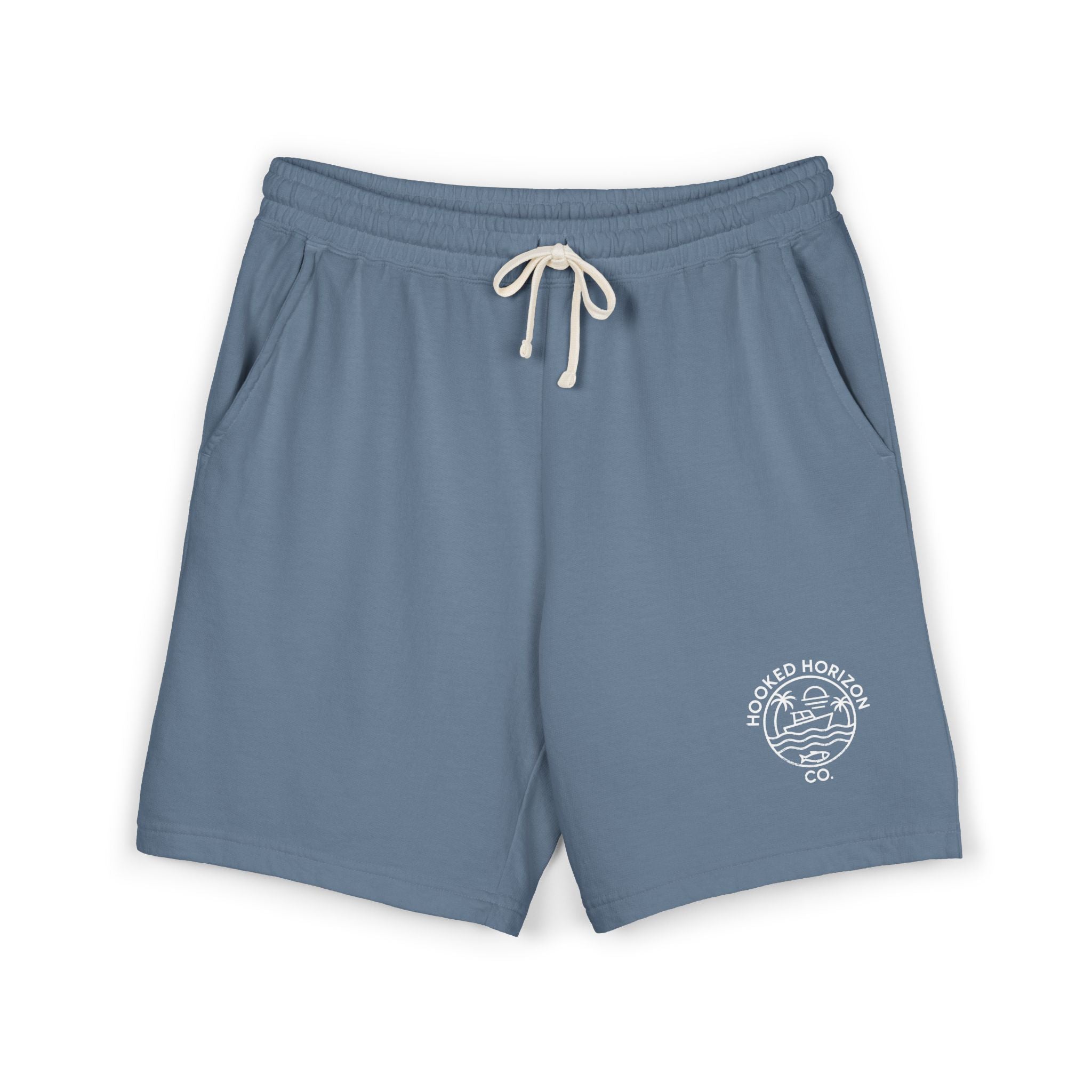 Hooked Horizon Co.  80s Inspired Fleece Sweat Shorts — Lightweight Garment-Dyed Lounge Shorts