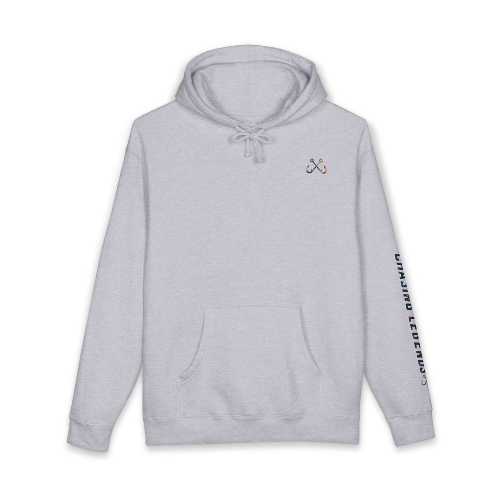 Hammer Head Hoodie Hooked Horizon Co. — Fishing Back Graphic Hoodie, Multiple Color Variations