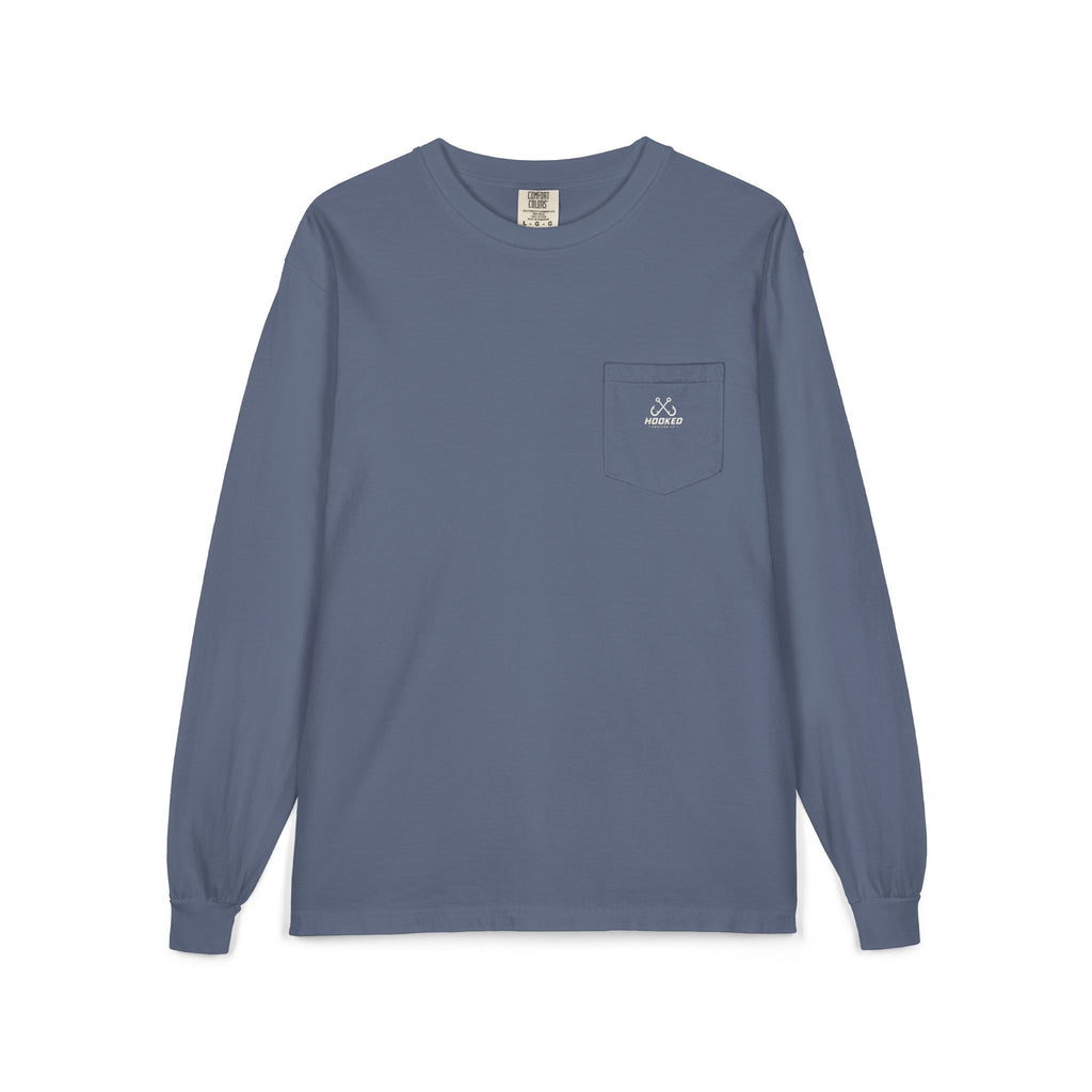 USA Manta Ray Hooked Horizon Co.  Classic Logo Unisex Long Sleeve Pocket T-Shirt