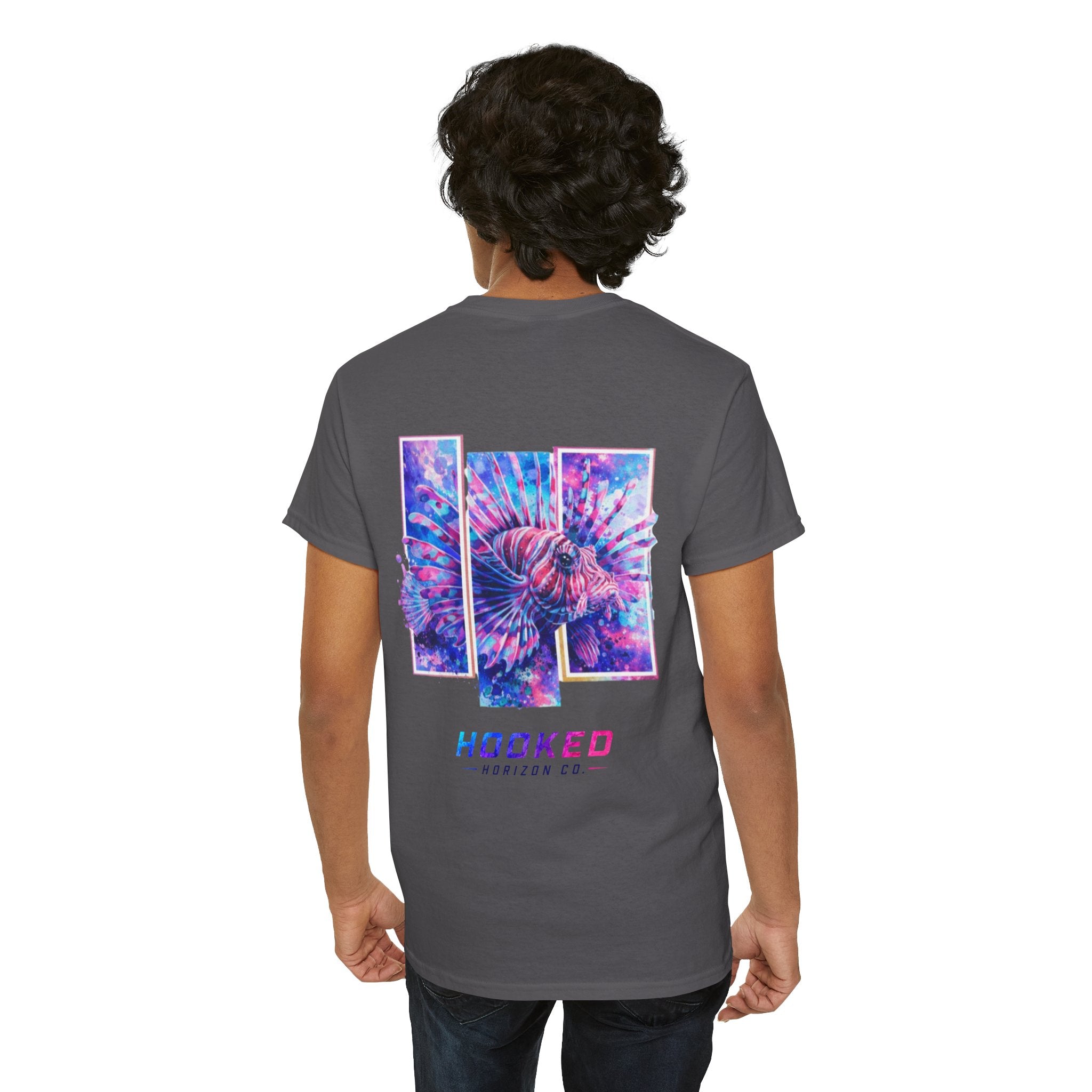 Lion Fish Hooked Horizon Co Tee—Ocean Graphic Tee — "Beloved" Ray Design