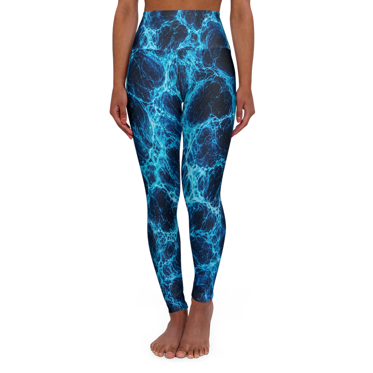 Blue Ocean Waves High Waisted Yoga Leggings - Purple, Comfortable Activewear, Fitness Pants, Ideal for Gym, Yoga, and Weekend Brunch