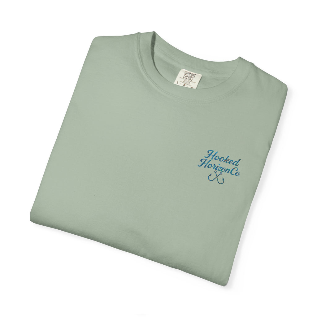 Mahi Mahi Hooked Horizon Co. — "Chasing Legends" Deep Drift Fishing Graphicishing Tee for Angler Lovers, Shark Lovers, Ocean Tee
