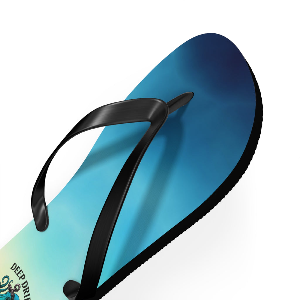 Ocean-Inspired Flip Flops, Summer Sandals, Beach Footwear, Deep Drift, Vacation Essentials, Nautical Gift