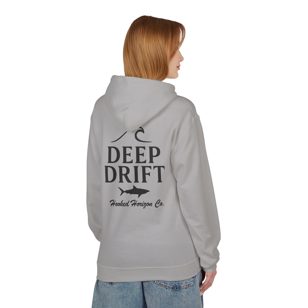 Deep Drift Wave & Shark Fishing Hoodie — Hooked Horizon Co. Pullover, Multiple Color Variations