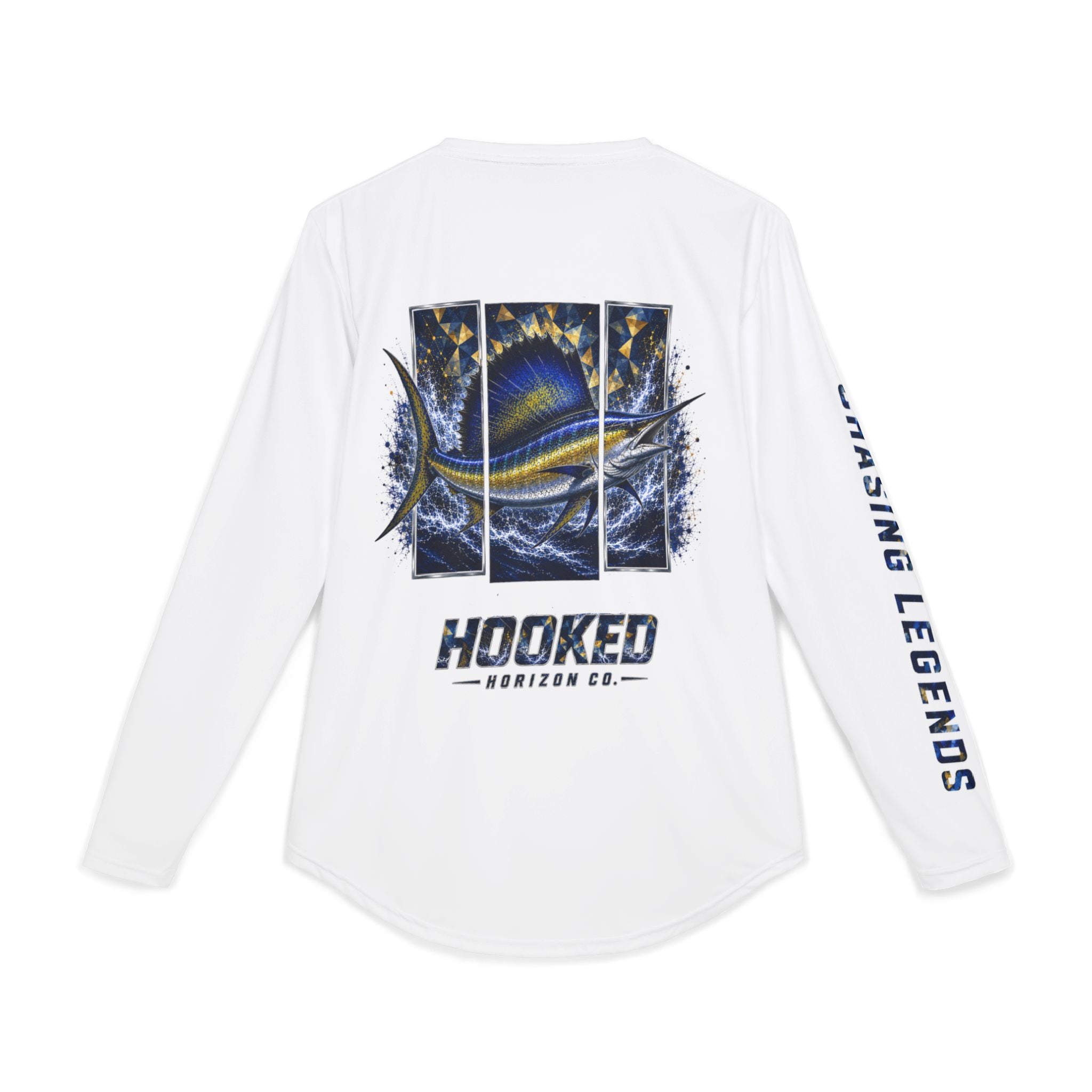Sail Fish Hooked Horizon Co — Men's Long Sleeve UV Shirt — Chasing Legends Not Trends Orca Ocean Graphic Performance Tee