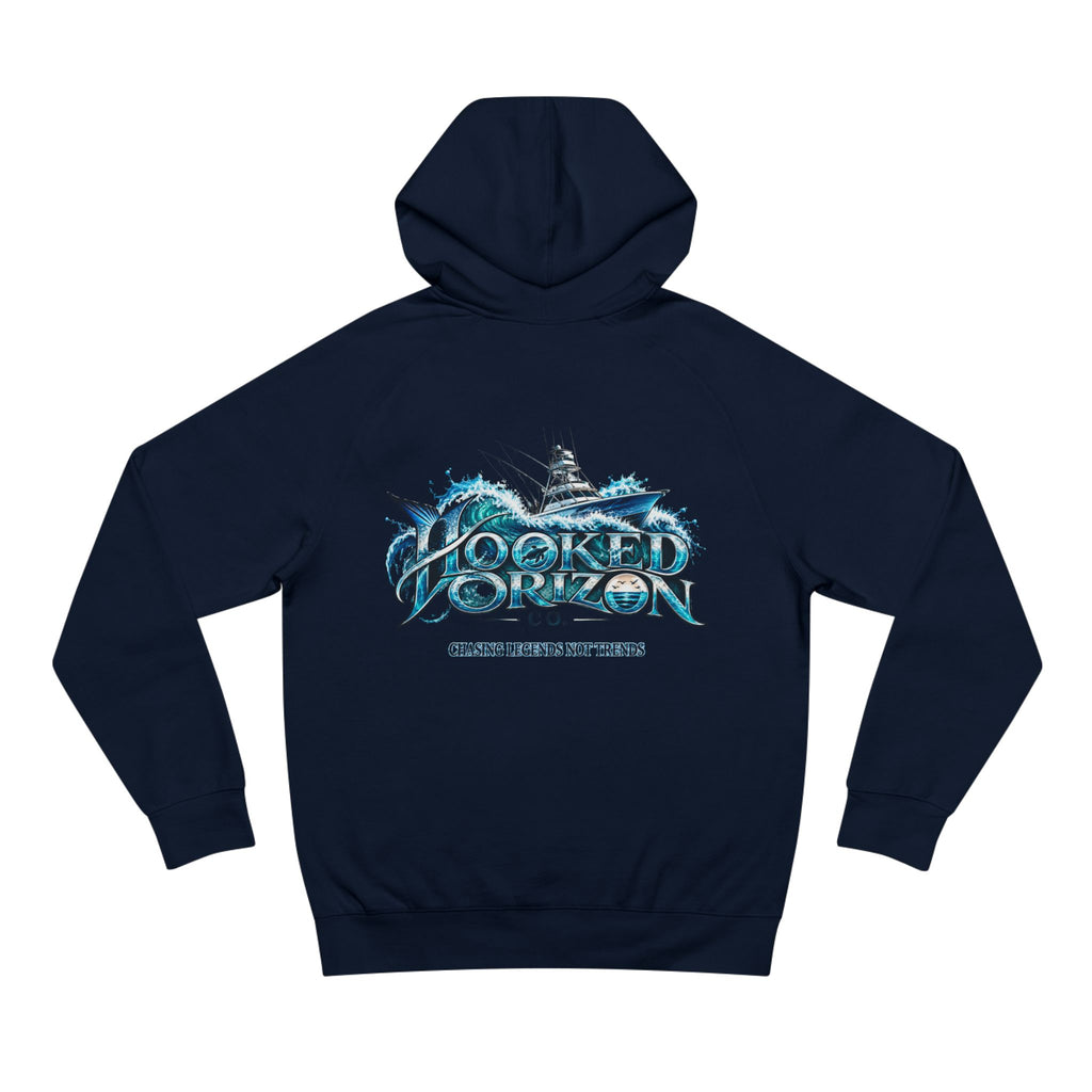 Fishing Boat " Chasing Legends Not Trends "Hooked Horizon Co. Unisex Supply Hoodie