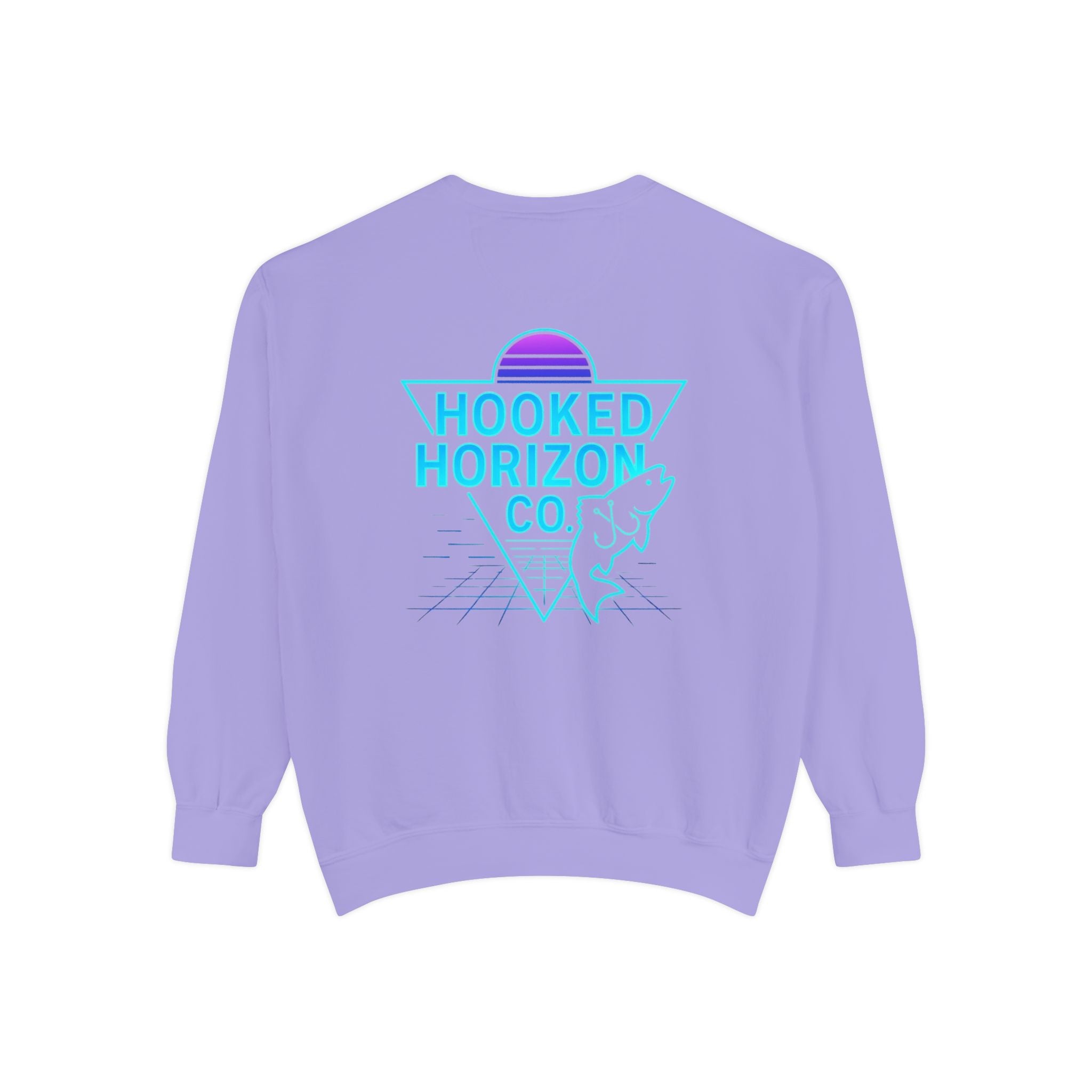 Vintage Vibes Grid Sweatshirt — "Hooked Horizon Co." Logo Pullover