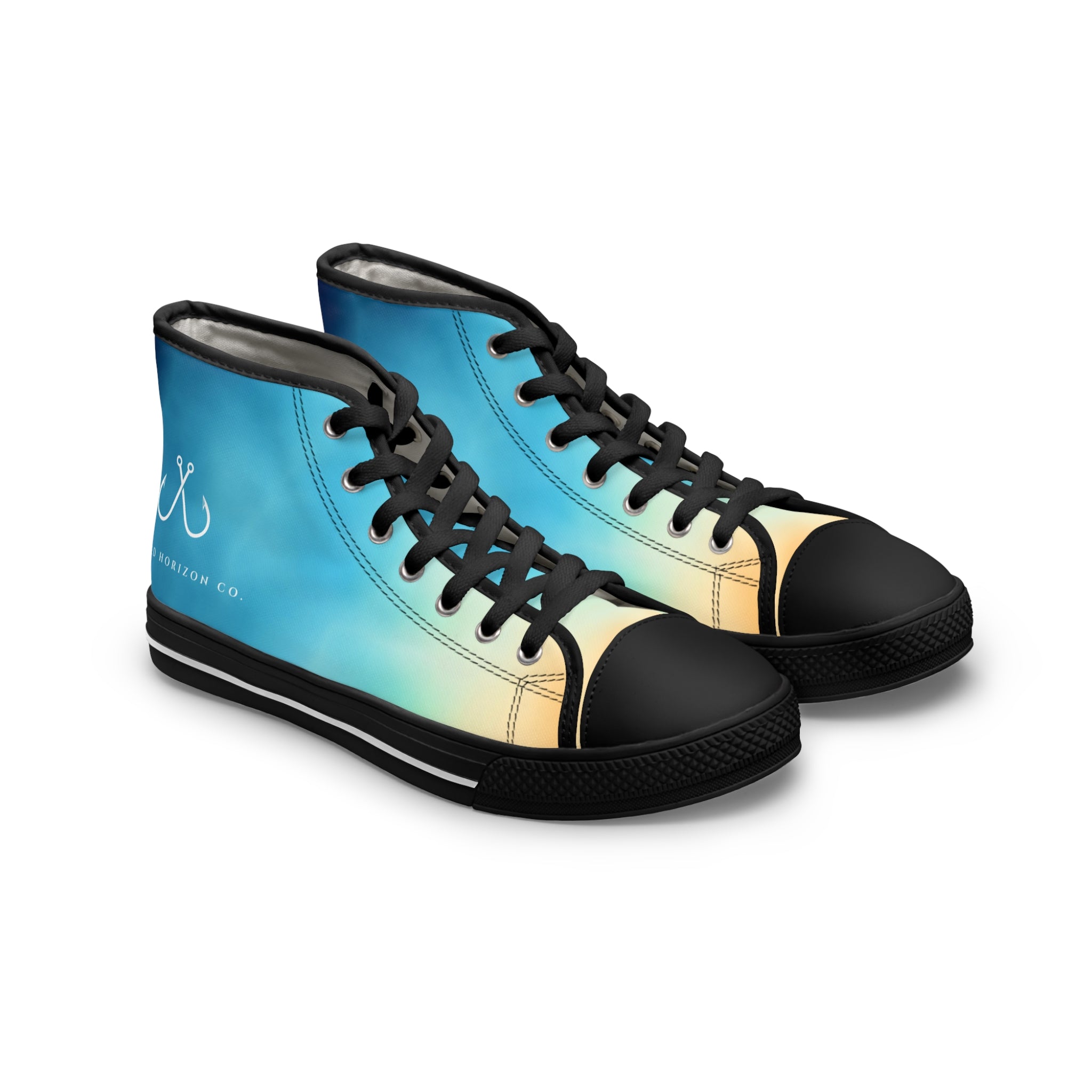 Blue Ombre Vibrant Gradient High Top Sneakers for Women, Trendy Footwear, Casual Style, Colorful Sneakers, Perfect for Spring, Summer Fashion