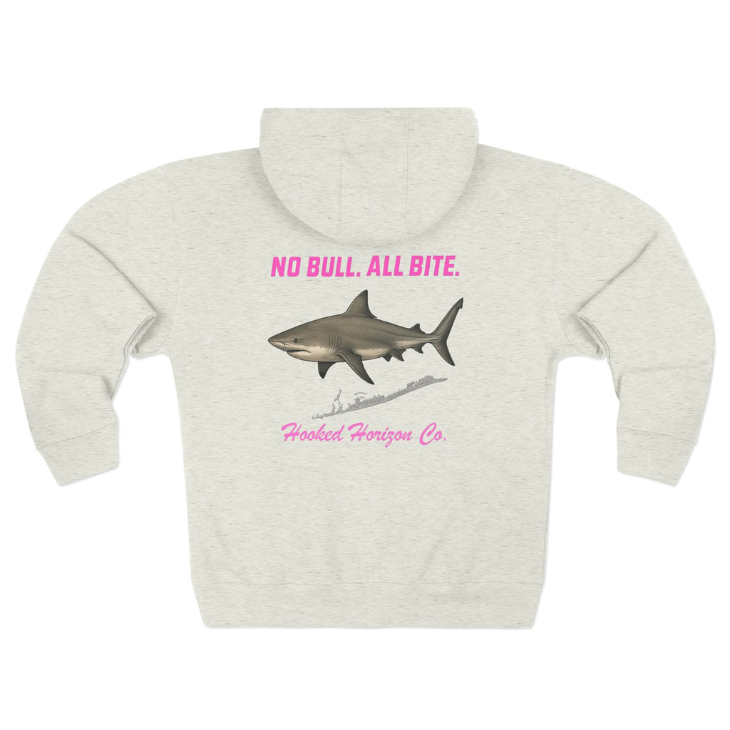 Siesta Key Bull Shark Tee Deep Drift Hooked Horizon C. No Bull All BiteUnisex Zip Hoodie for Ocean Lovers, Nautical Fashion, Cool Weather Gear, Everyday Comfort, Perfect Gift