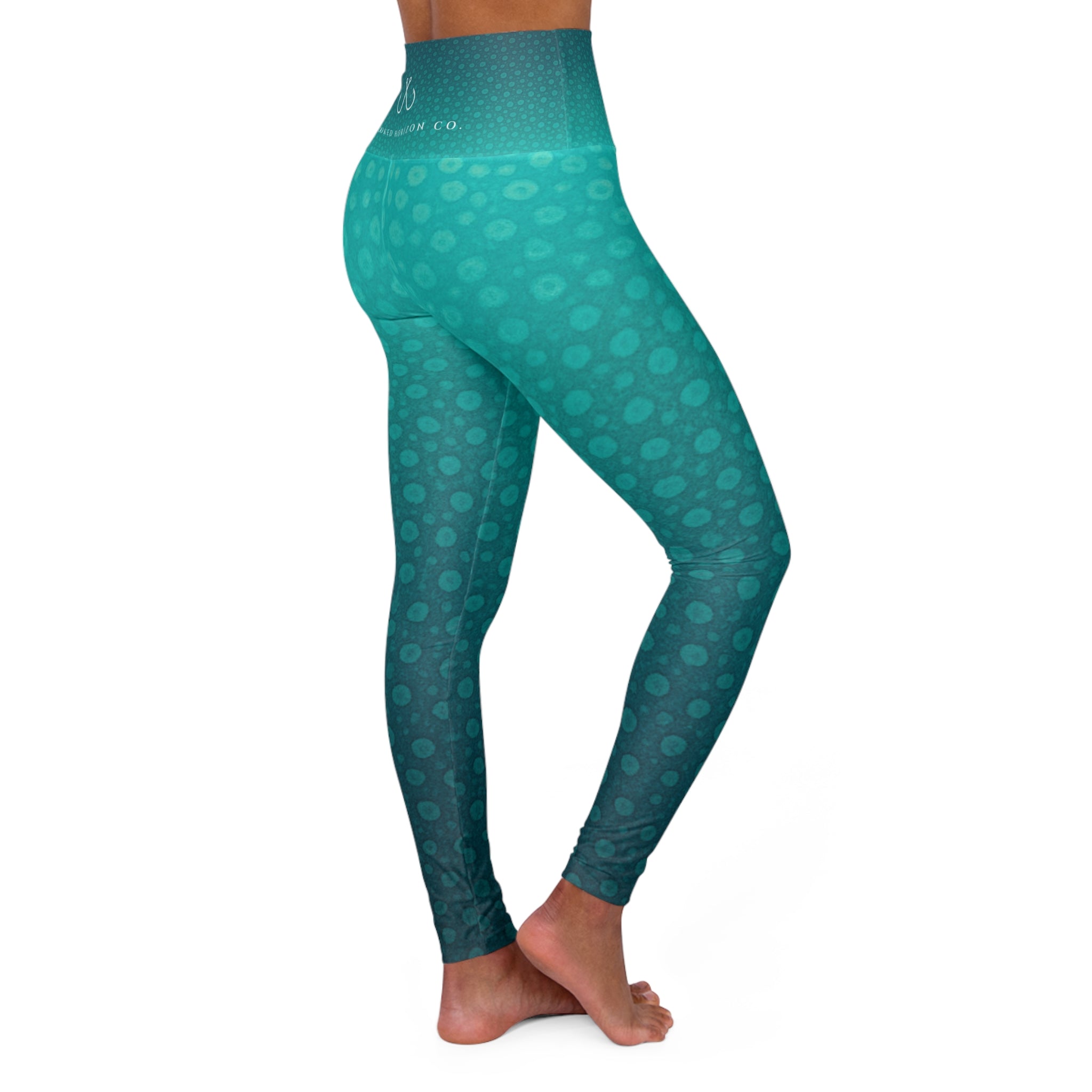Teal Green Speckled & Spotted Hooked Horizon Co Fishing Tee High Waisted Yoga Leggings, Hooked Horizon Co,  Deep Drift- Purple, Comfortable Activewear, Fitness Pants, Ideal for Gym, Yoga, and Weekend...