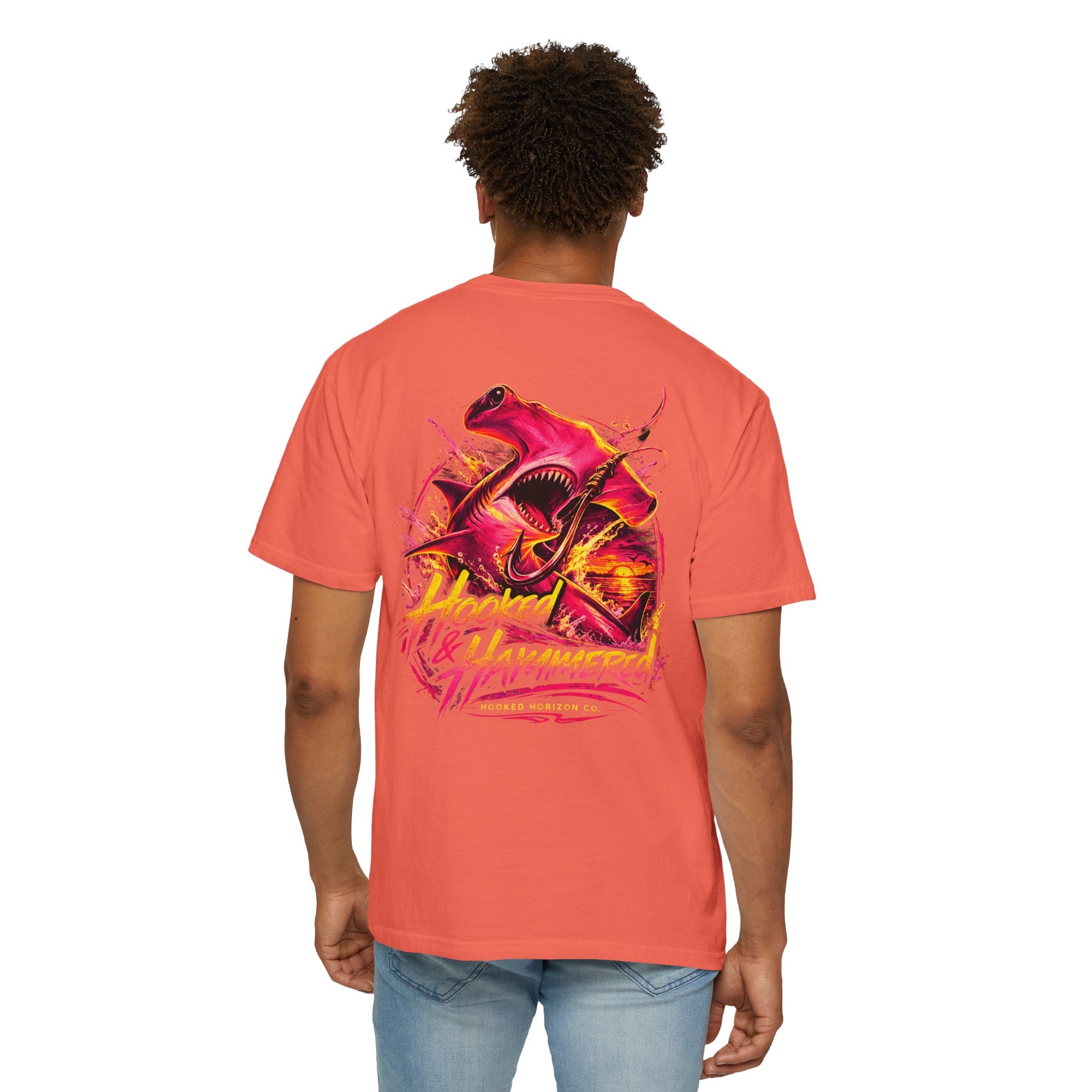 Hooked & Hammered Fishing T-shirt, Hooked Horizon Co, Angler Gifts, Shark Lovers