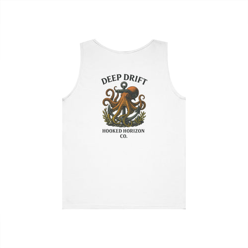 Dark Orange Deep Drift Octopus Graphic Tank Top, Summer Beach Wear, Unisex Tank, Gift for Ocean Lovers, Nautical Tees, Camping Apparel