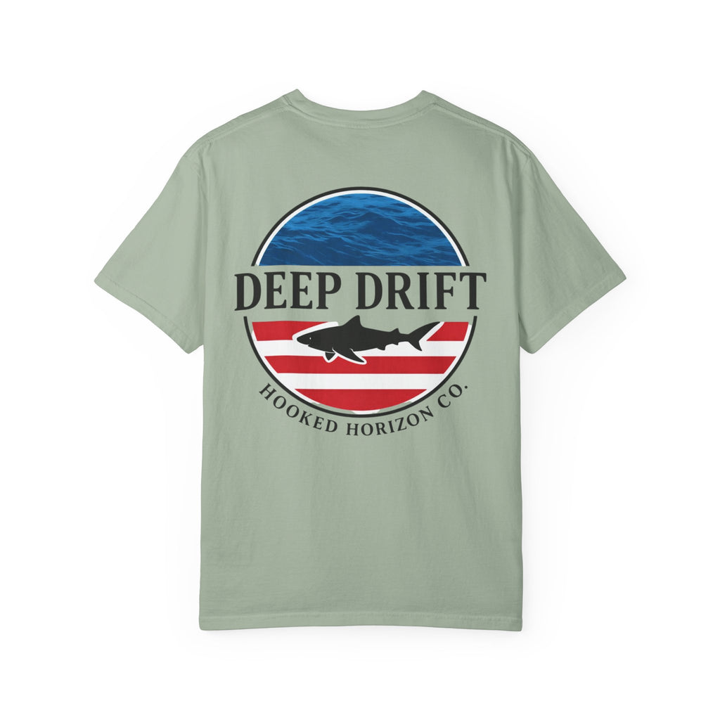 USA Deep Drift Fishing T-Shirt - RED, WHITE & BLUE Fishing Tee for Angler Lovers, Shark Lovers, Ocean Tee