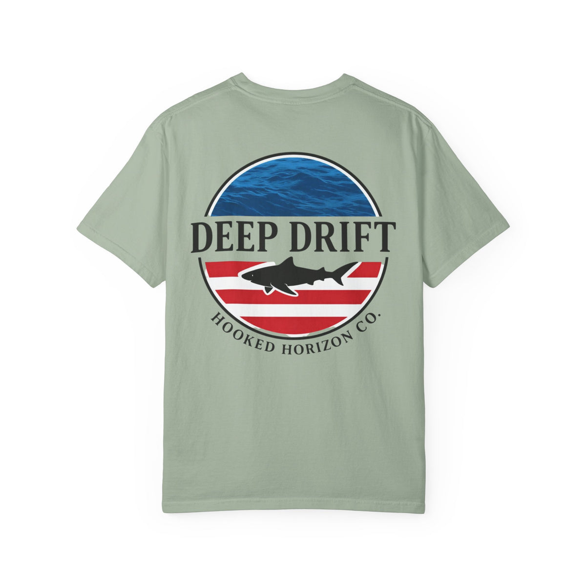 USA Deep Drift Fishing T-Shirt - RED, WHITE & BLUE Fishing Tee for Angler Lovers, Shark Lovers, Ocean Tee
