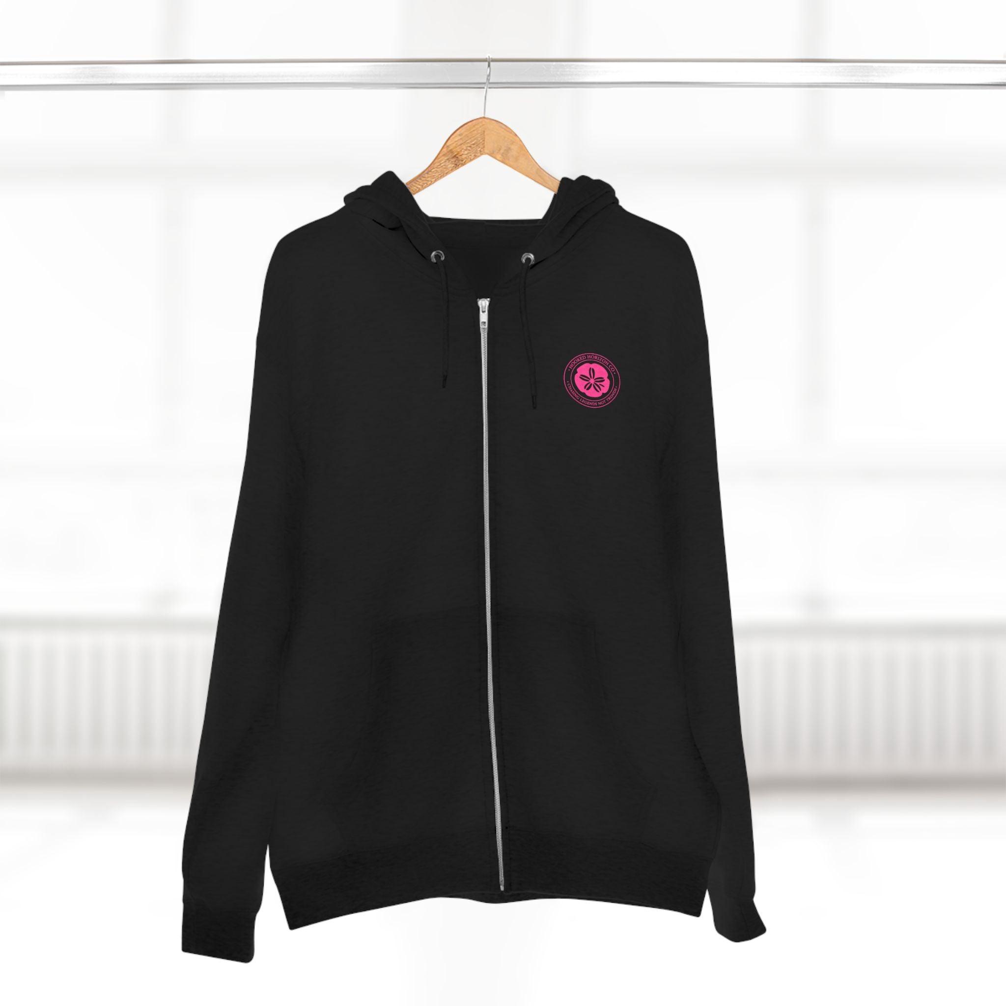 Pink Sand Dollar Tropical Flower Logo— Hooked Horizon Co. Zip-Up Hoodie