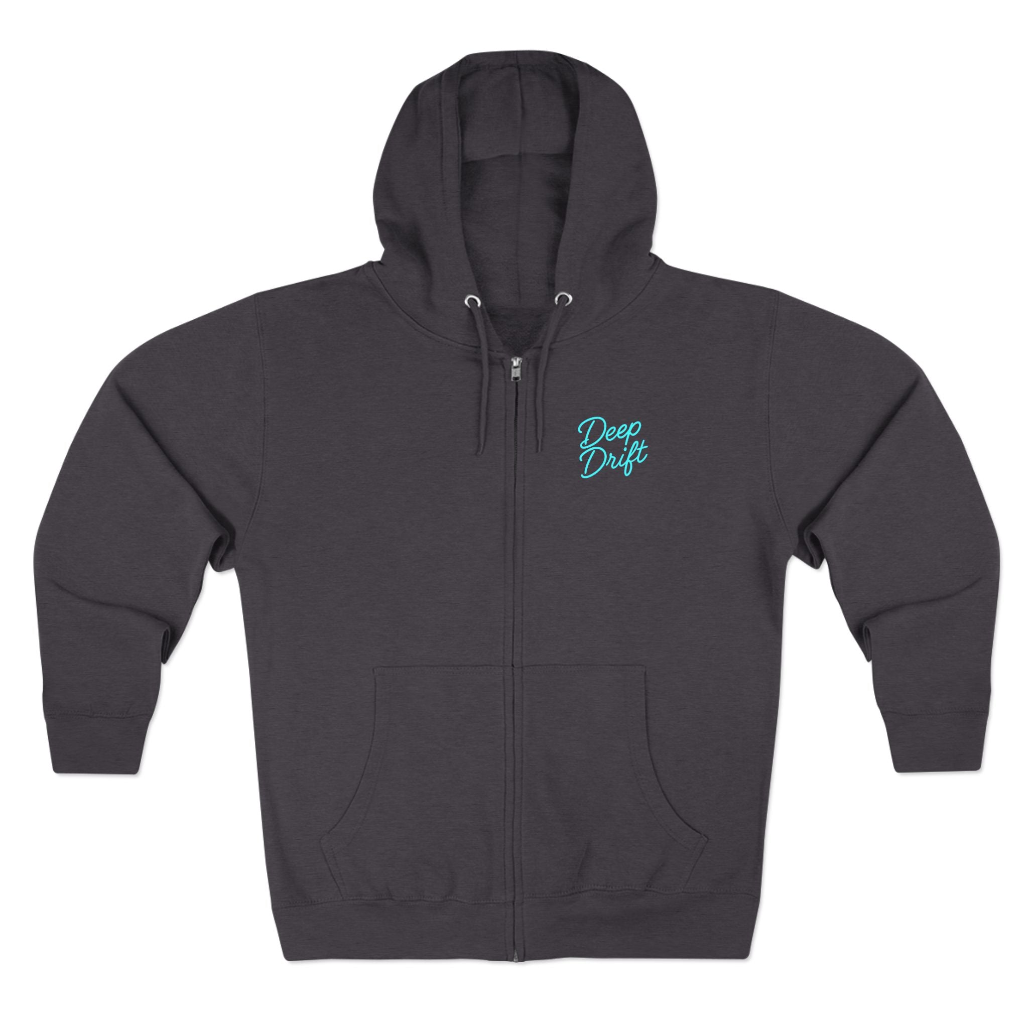 Spotted Ray Neon Blue Deep Drift – Hooked Horizon C. No Bull All BiteUnisex Zip Hoodie for Ocean Lovers, Nautical Fashion, Cool Weather Gear, Everyday Comfort, Perfect Gift