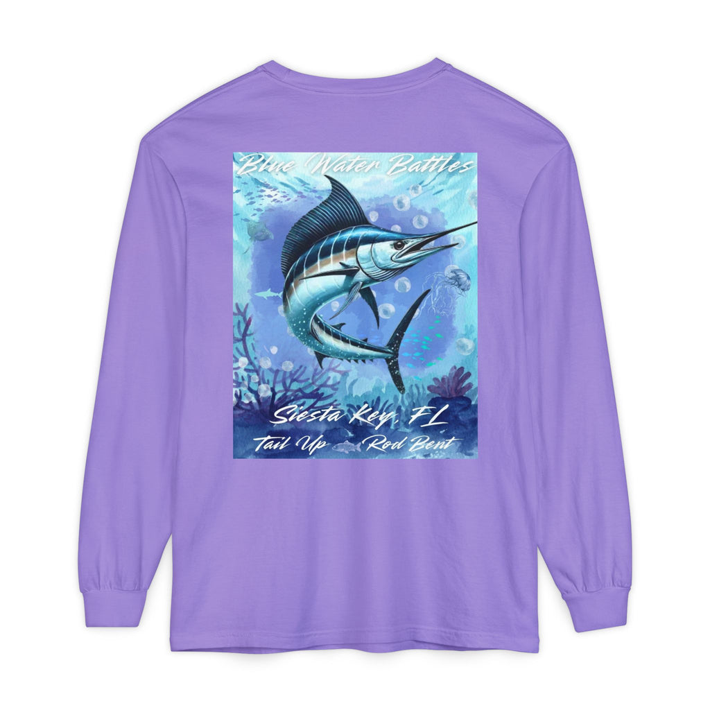 Marlin Fishing Long Sleeve T-Shirt, Ocean Adventure Apparel, Boat Trip Shirt, Coastal Style, Gift for Fishermen