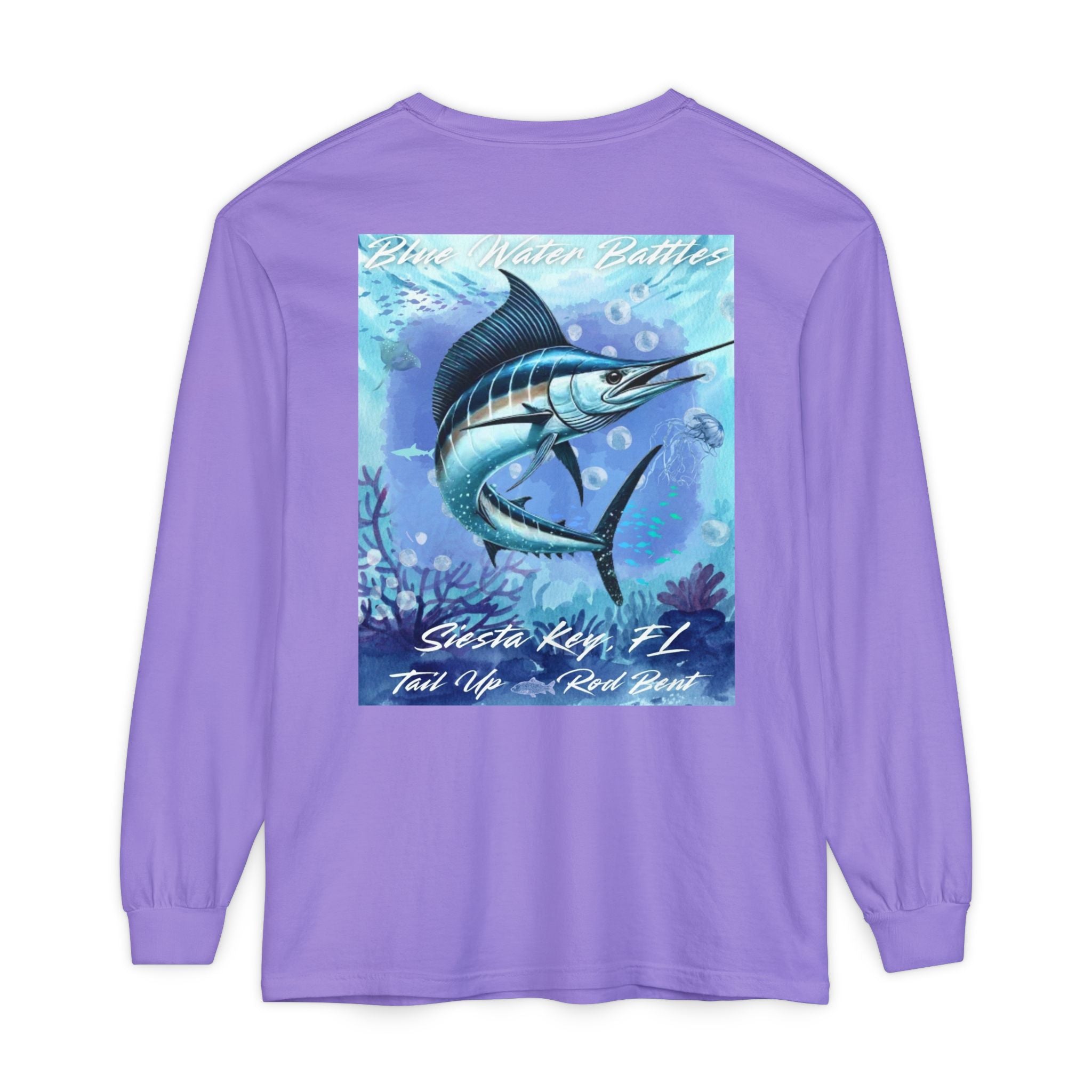 Marlin Fishing Long Sleeve T-Shirt, Ocean Adventure Apparel, Boat Trip Shirt, Coastal Style, Gift for Fishermen