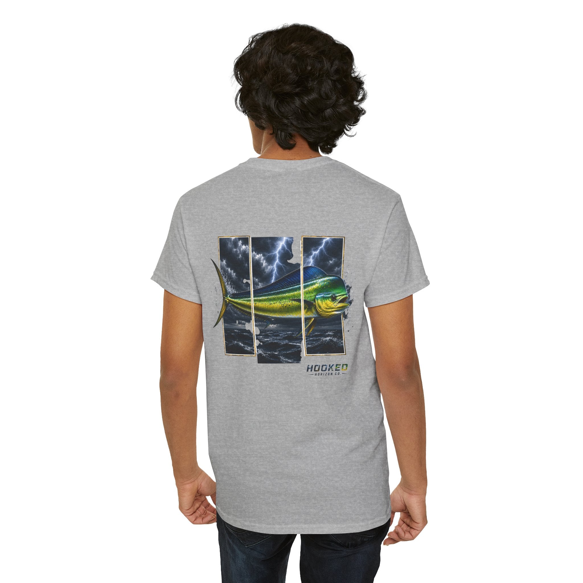 Mahi Mahi Hooked Horizon Co Tee—Ocean Graphic Tee — "Beloved" Ray Design