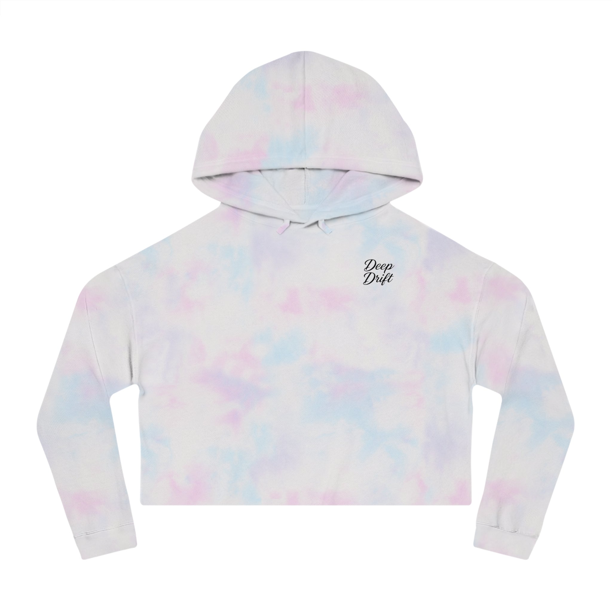 Pink & Red Hammer Head Shark Cropped Hoodie - "Deep Drift" Fishing Logo Cropped Hooded Sweatshirt