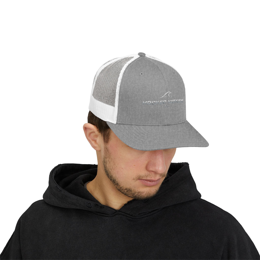 Wave Hooked Horizon Trucker Cap — Embroidered Fishing Snapback