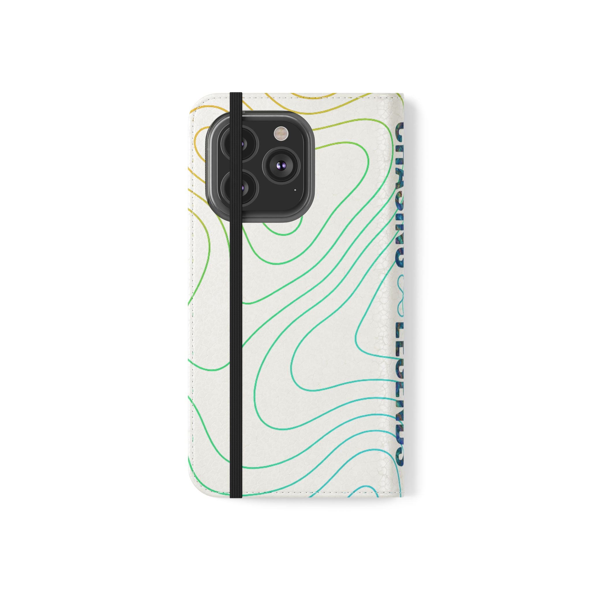 Ocean Topography Waves Flip Phone Case — Turquoise Water Pattern Wallet Cover