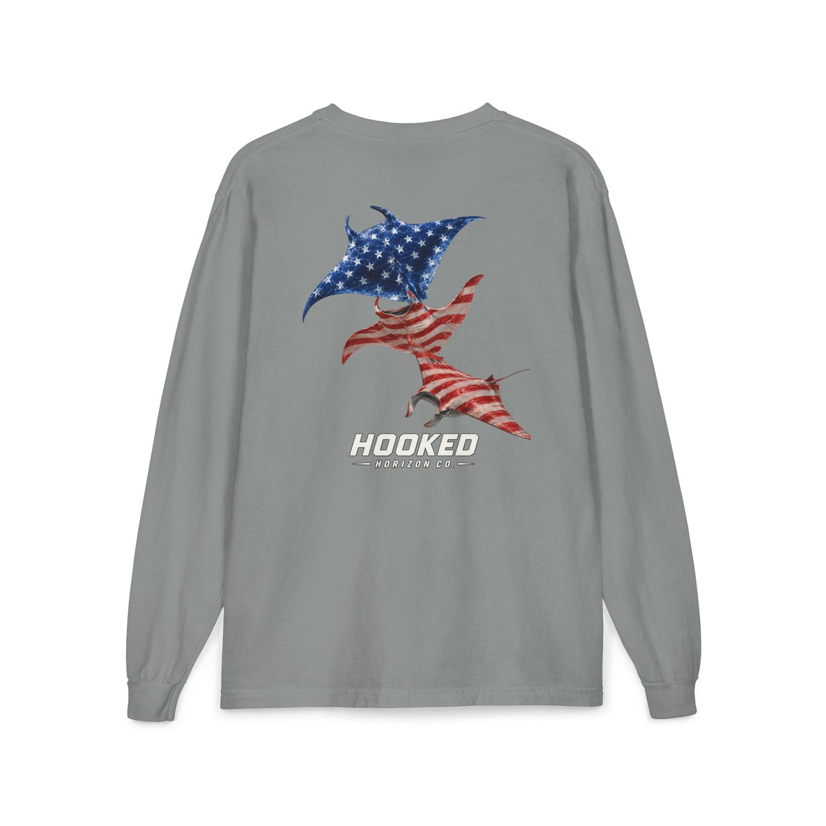 USA Manta Ray Hooked Horizon Co.  Classic Logo Unisex Long Sleeve Pocket T-Shirt