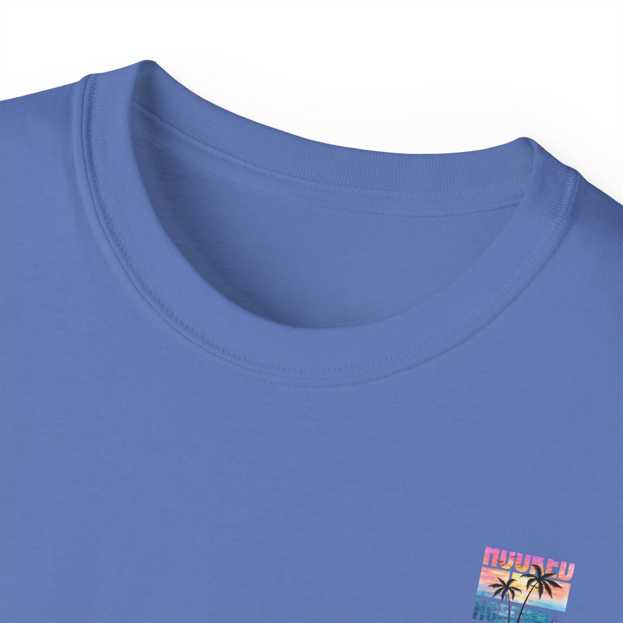 Sunset & Palm Tree T-Shirt — "Hooked" Boat & Horizon Graphic Tee, Multiple Color Variations