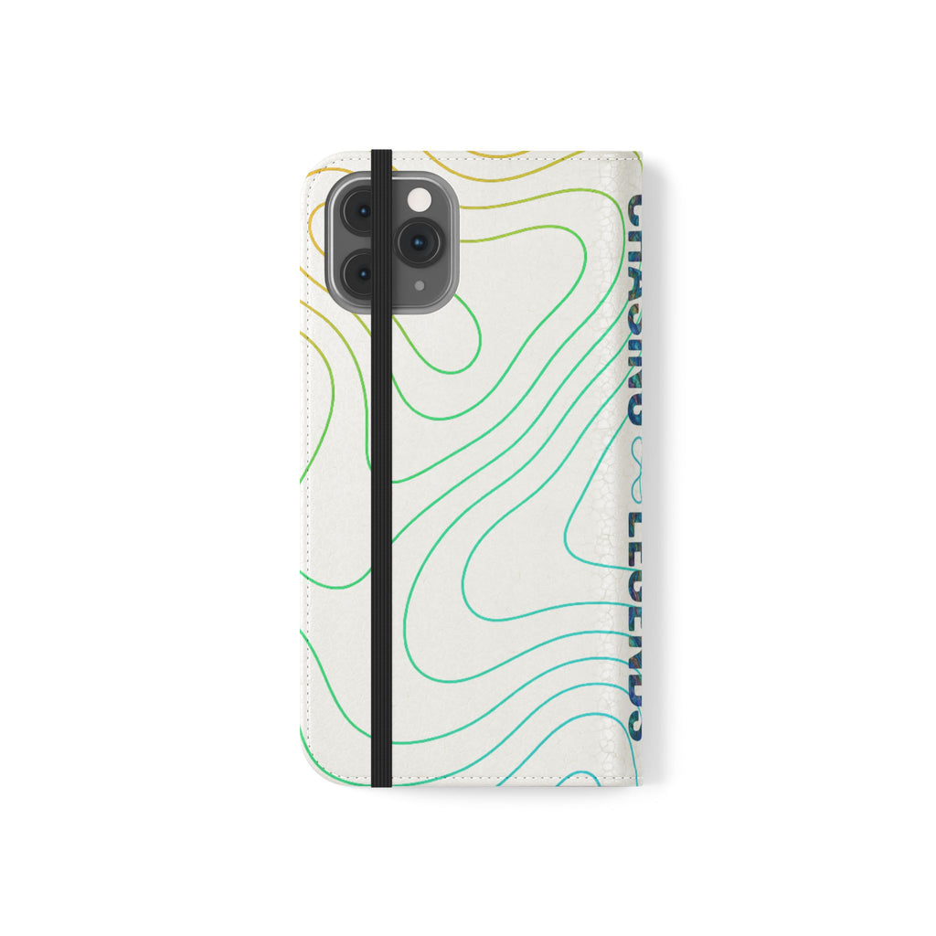 Ocean Topography Waves Flip Phone Case — Turquoise Water Pattern Wallet Cover