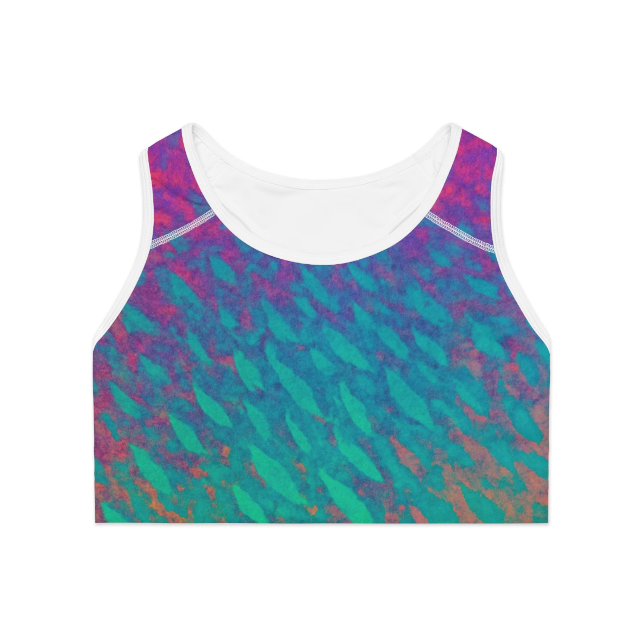 Rainbow Parrot Fish Deep Drift Hooked Horizon Co. Stylish Sports Bra for Active Women, Workout Top, Gym Essential, Fitness Apparel, Athleisure Wear, Yoga Gear