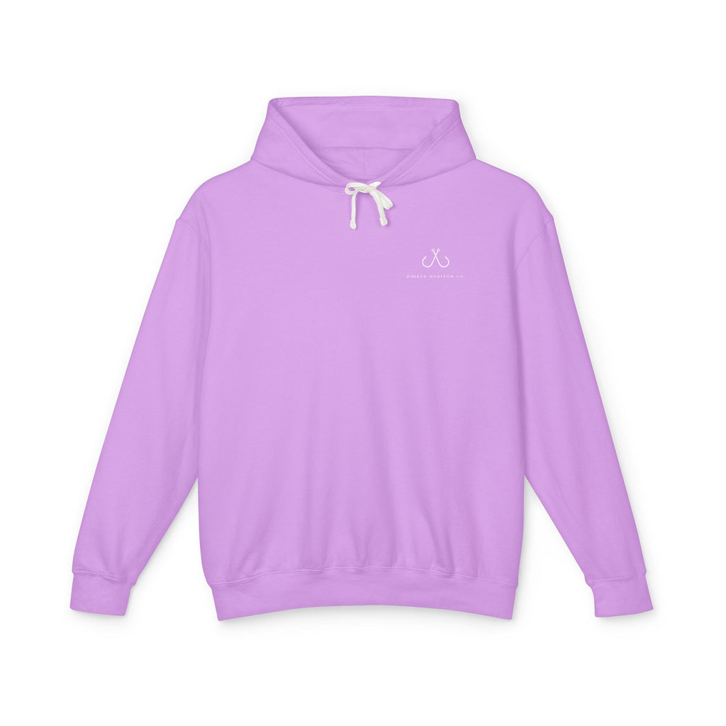 Orange Hooked Horizon Co Unisex Lightweight Hoodie with Deep Drift Design | Perfect for Fishermen, Beach Lovers, Casual Outings, Gift for Him/Her, Nautical Style,  Ocean Lover Gifts