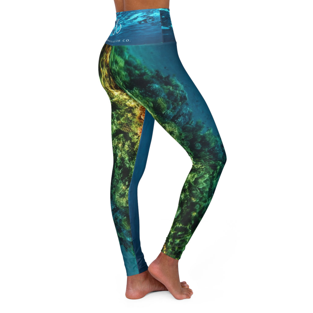 Coral Reef High Waisted Yoga Leggings - Purple, Comfortable Activewear, Fitness Pants, Ideal for Gym, Yoga, and Weekend Brunch