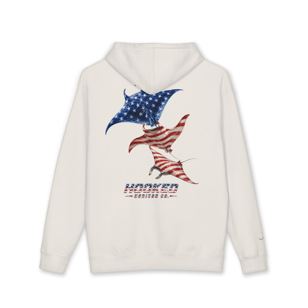 USA Manta Ray Hoodie Hooked Horizon Co. — Fishing Back Graphic Hoodie, Multiple Color Variations