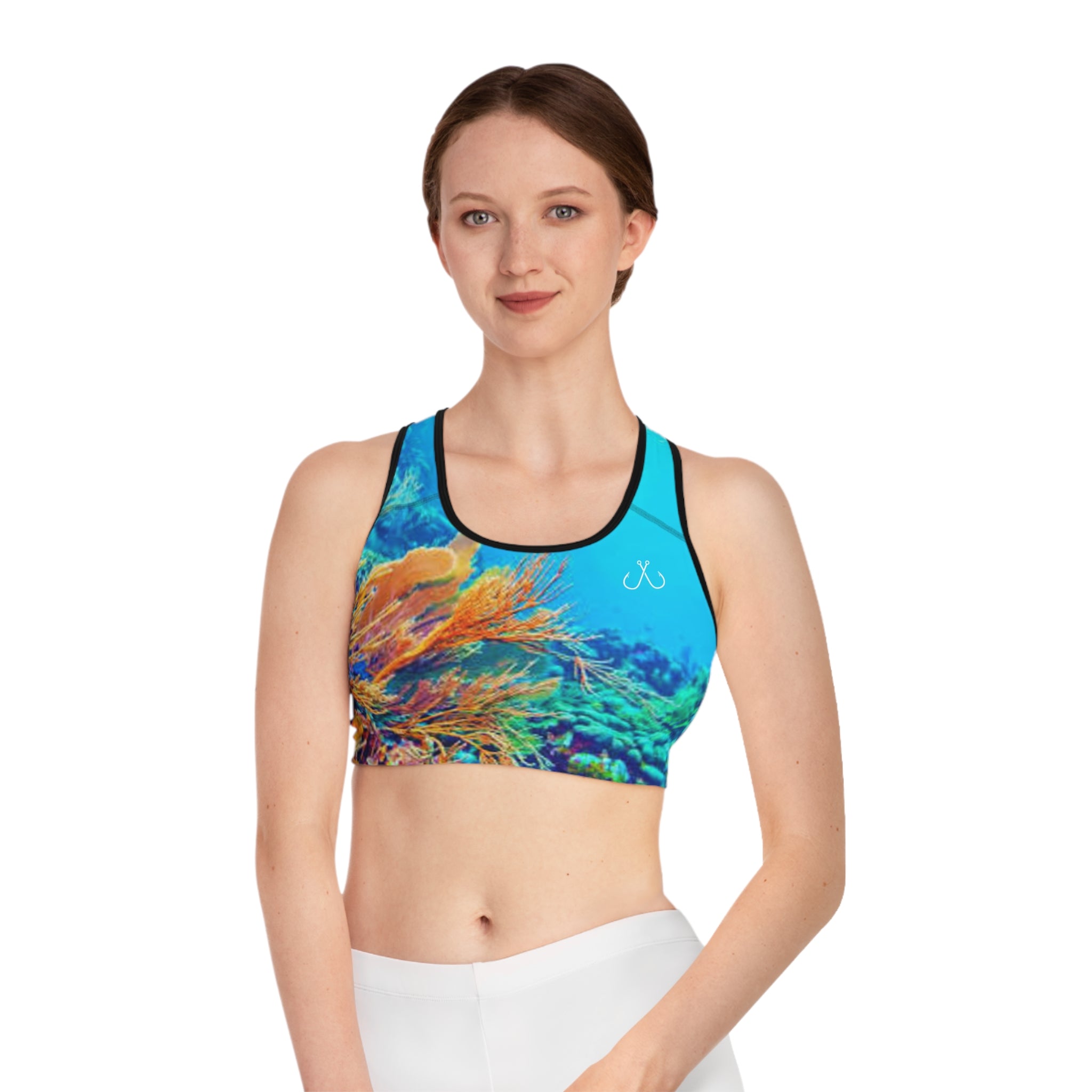 Bright Reef Deep Drift Hooked Horizon Co. Stylish Sports Bra for Active Women, Workout Top, Gym Essential, Fitness Apparel, Athleisure Wear, Yoga Gear