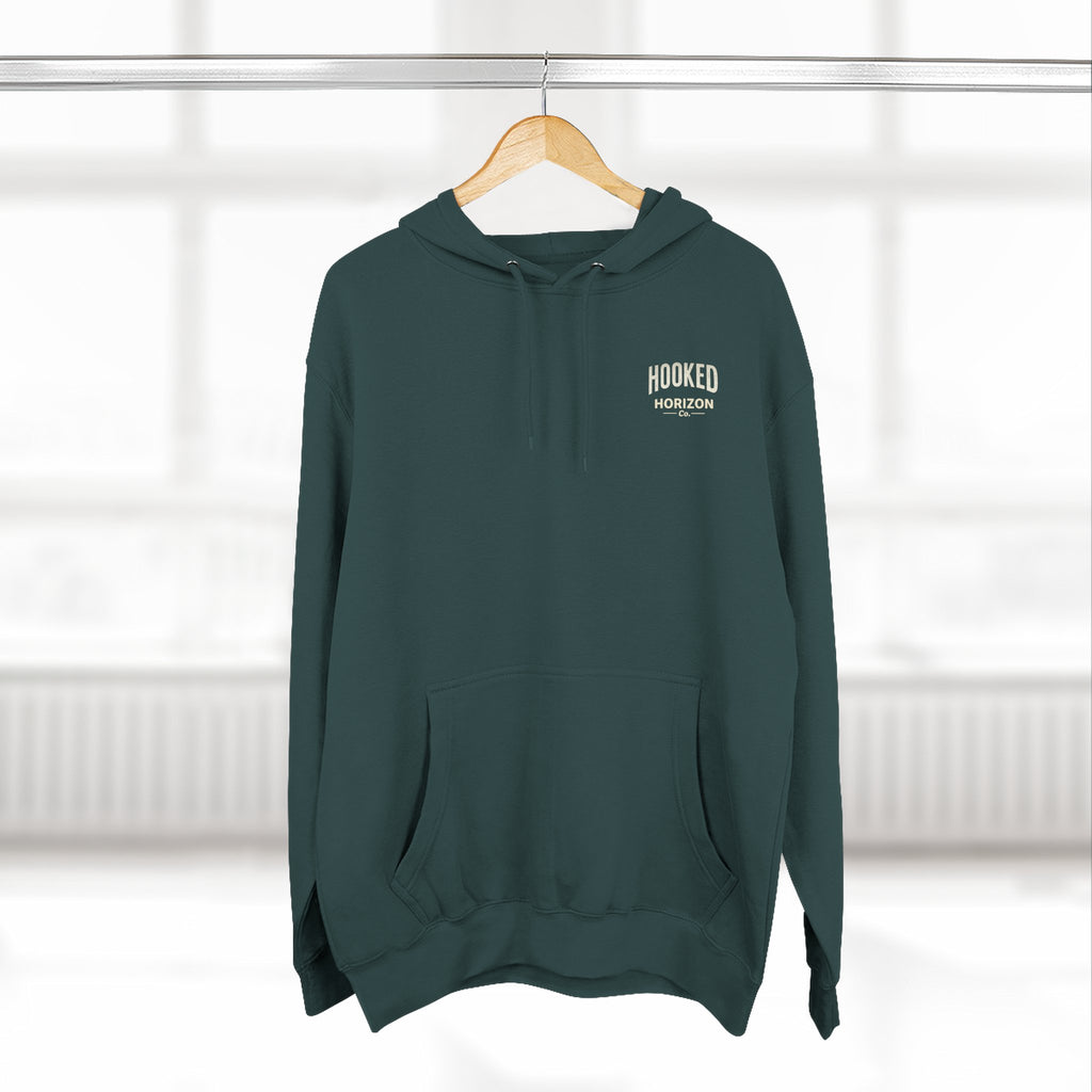 Fishing Charter T-Shirt— Hooked Horizon Hoodie — Fishing Boat Graphic Pullover