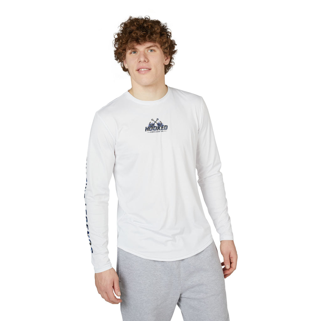 Sail Fish Hooked Horizon Co — Men's Long Sleeve UV Shirt — Chasing Legends Not Trends Orca Ocean Graphic Performance Tee