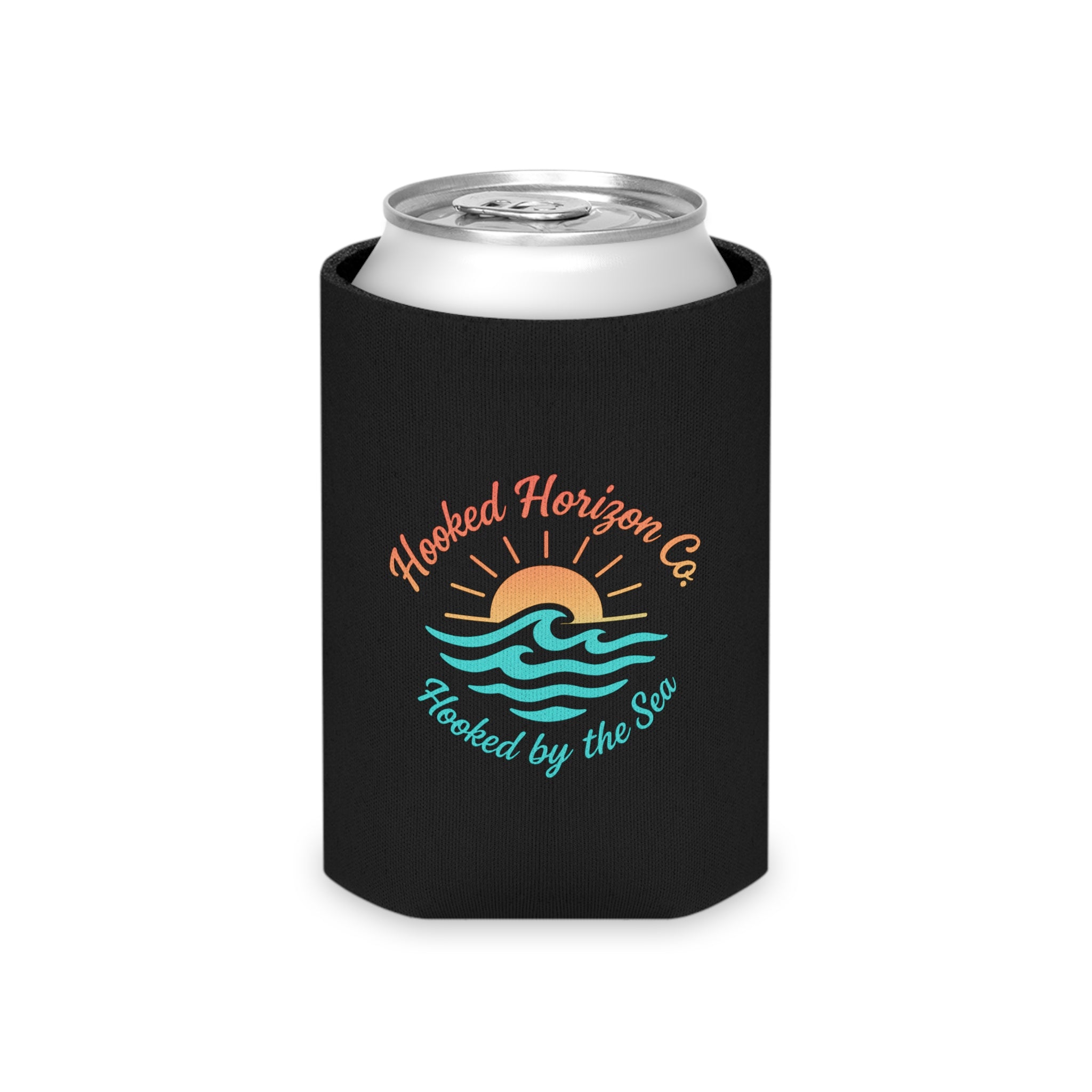Sun & Wave Can Cooler Coozie — Hooked Horizon Co. Fishing Wave Koozie