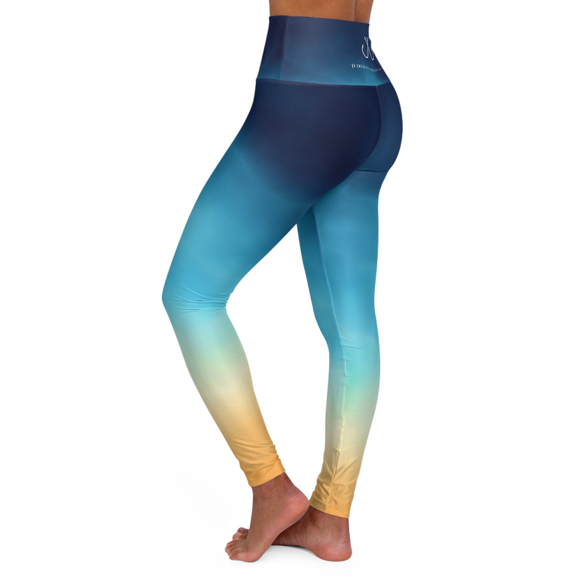 Blue Ombre High Waisted Yoga Leggings - Purple, Comfortable Activewear, Fitness Pants, Ideal for Gym, Yoga, and Weekend Brunch
