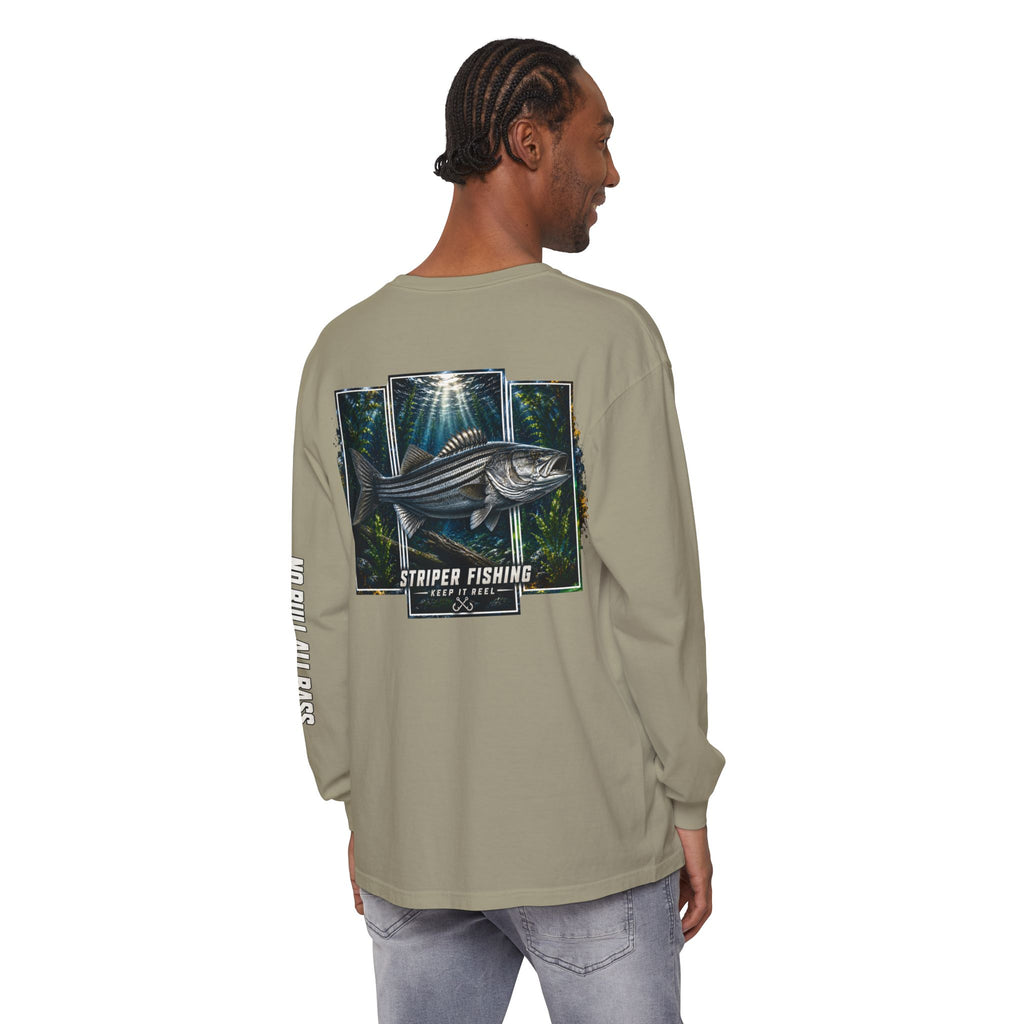 Saltwater Sea Striper Fishing Long Sleeve T-Shirt, Ocean Adventure Apparel, Boat Trip Shirt, Coastal Style, Gift for Fishermen