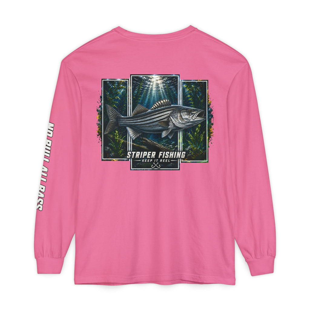 Saltwater Sea Striper Fishing Long Sleeve T-Shirt, Ocean Adventure Apparel, Boat Trip Shirt, Coastal Style, Gift for Fishermen